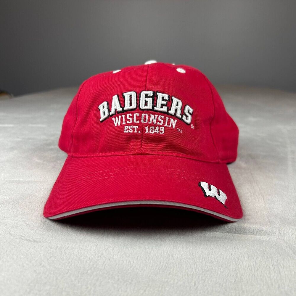Collegiate Wisconsin Badgers EST. 1849 Hat Cap One Size Red Adjustable Sports